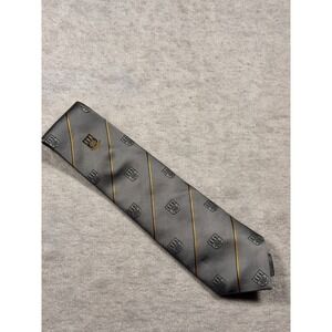 University of Ghana Silk Necktie Silver Gold Stripe Emblem Hand Made